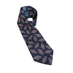 Christian Dior Monsieur Vintage Tie - Navy Blue Red White Paisley Polyester Tie